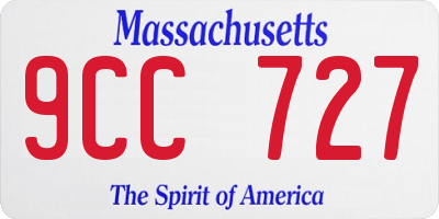 MA license plate 9CC727