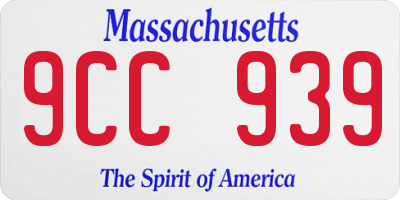 MA license plate 9CC939