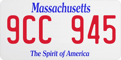 MA license plate 9CC945
