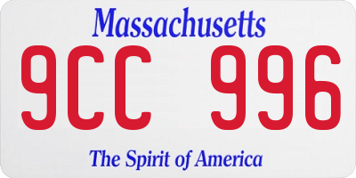 MA license plate 9CC996