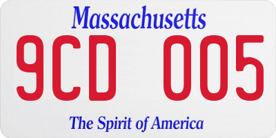 MA license plate 9CD005