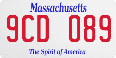 MA license plate 9CD089