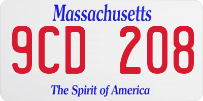 MA license plate 9CD208