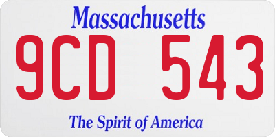 MA license plate 9CD543