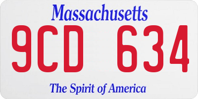 MA license plate 9CD634