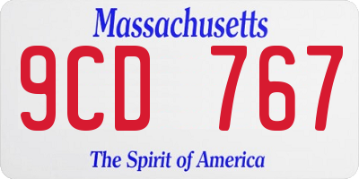 MA license plate 9CD767