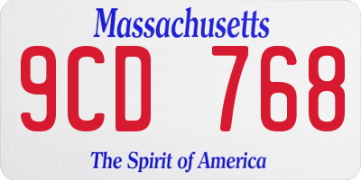 MA license plate 9CD768