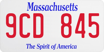 MA license plate 9CD845