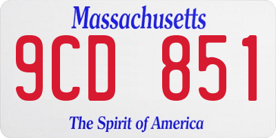 MA license plate 9CD851