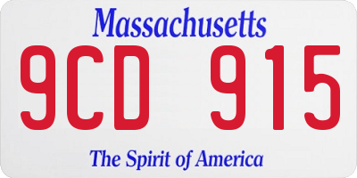 MA license plate 9CD915