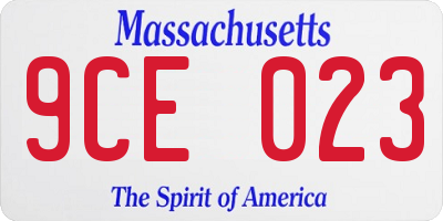 MA license plate 9CE023