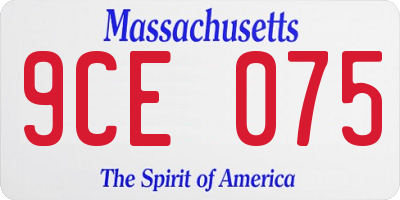 MA license plate 9CE075