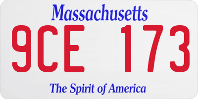 MA license plate 9CE173