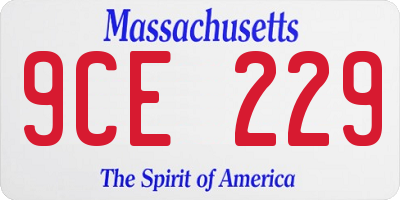 MA license plate 9CE229