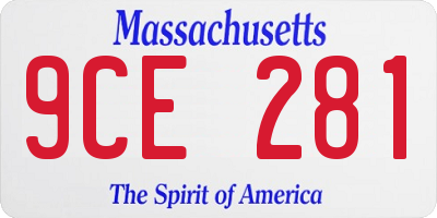 MA license plate 9CE281