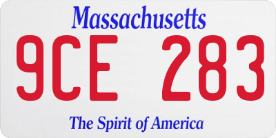 MA license plate 9CE283