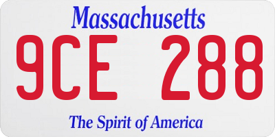 MA license plate 9CE288