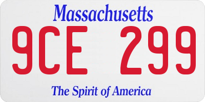 MA license plate 9CE299
