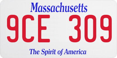 MA license plate 9CE309