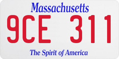 MA license plate 9CE311