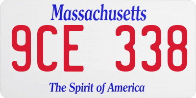MA license plate 9CE338