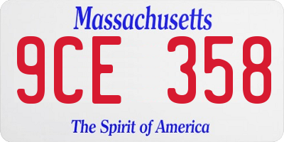 MA license plate 9CE358