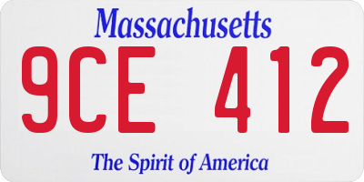 MA license plate 9CE412