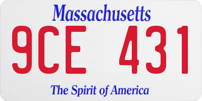 MA license plate 9CE431