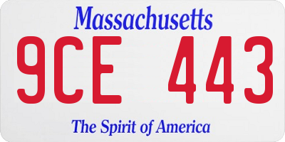 MA license plate 9CE443