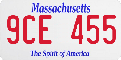 MA license plate 9CE455