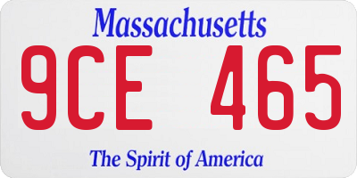 MA license plate 9CE465