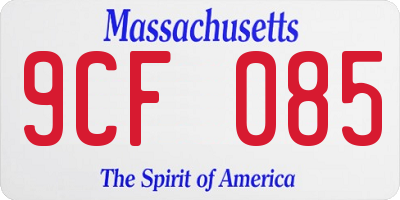 MA license plate 9CF085