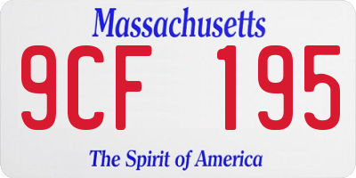 MA license plate 9CF195