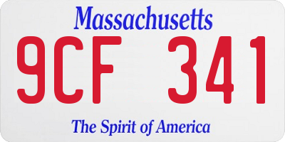 MA license plate 9CF341