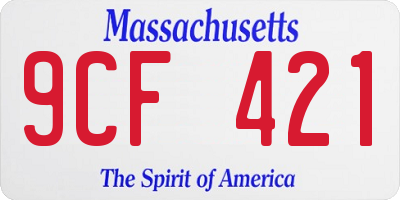 MA license plate 9CF421