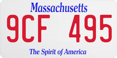 MA license plate 9CF495