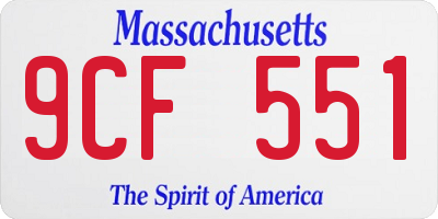 MA license plate 9CF551