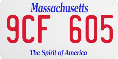 MA license plate 9CF605