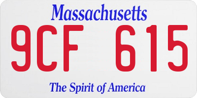 MA license plate 9CF615