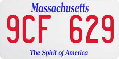 MA license plate 9CF629