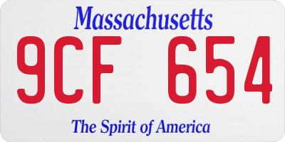 MA license plate 9CF654