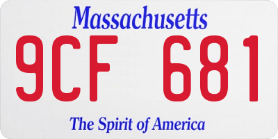 MA license plate 9CF681