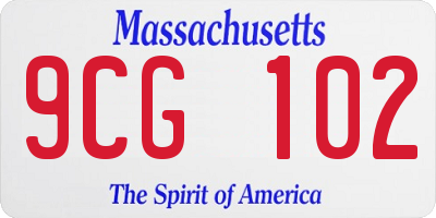 MA license plate 9CG102