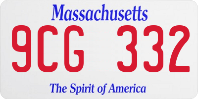 MA license plate 9CG332