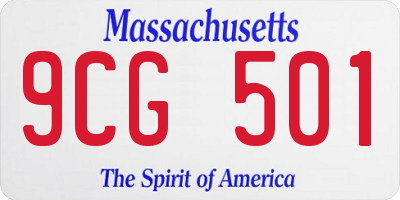 MA license plate 9CG501