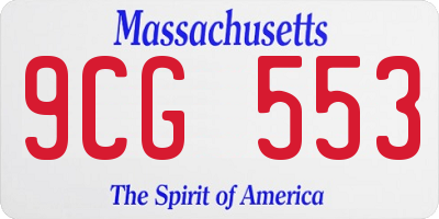 MA license plate 9CG553