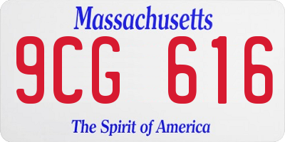 MA license plate 9CG616