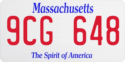 MA license plate 9CG648