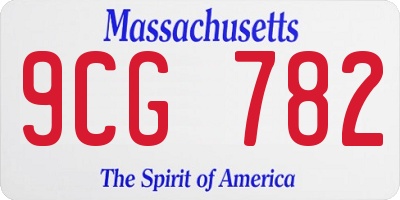 MA license plate 9CG782