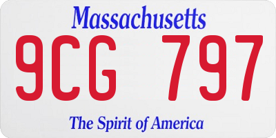 MA license plate 9CG797